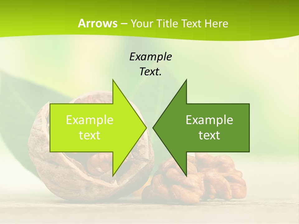 Walnuts And Leaves On A Table With A Green Background PowerPoint Template