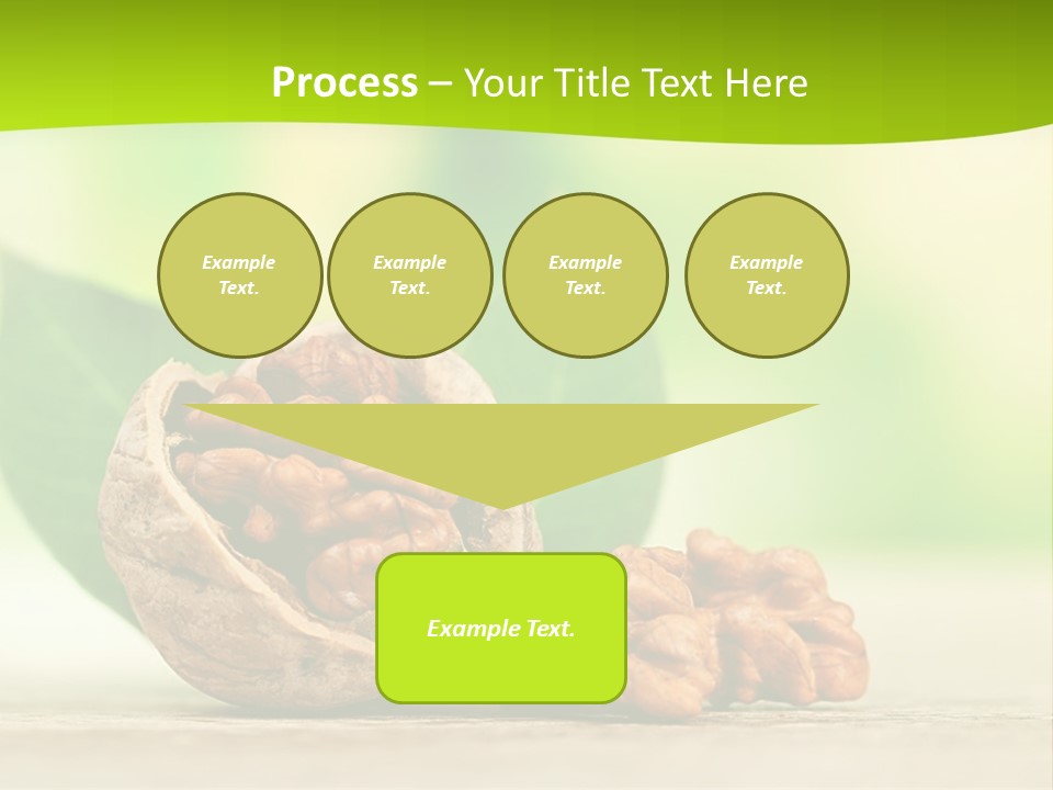Walnuts And Leaves On A Table With A Green Background PowerPoint Template