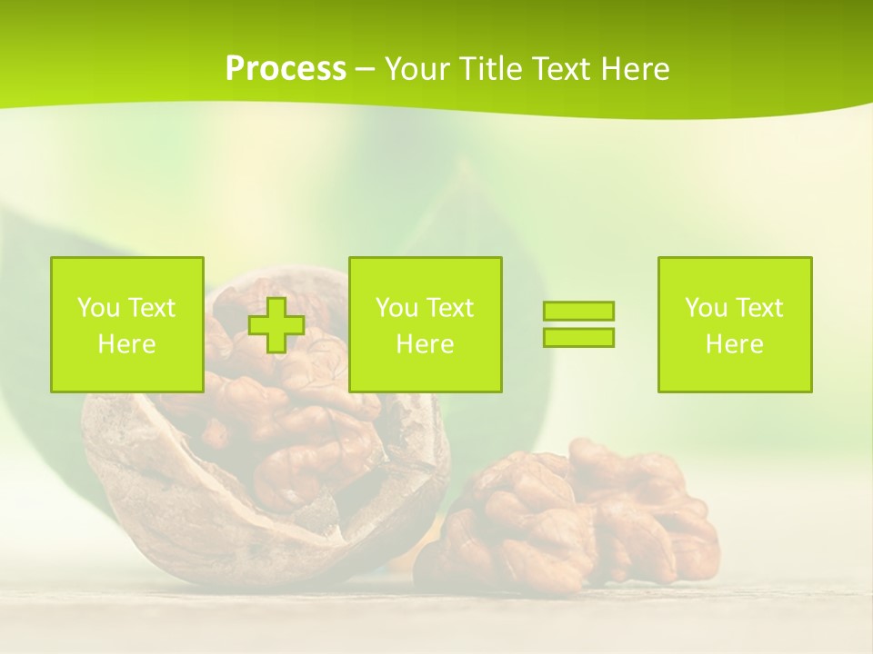Walnuts And Leaves On A Table With A Green Background PowerPoint Template