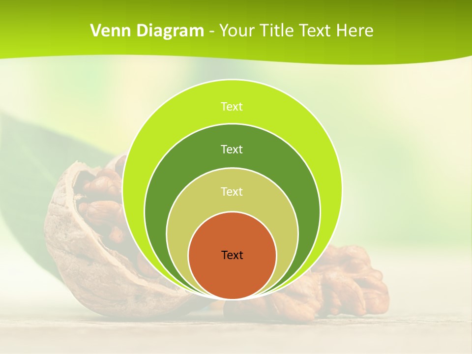 Walnuts And Leaves On A Table With A Green Background PowerPoint Template