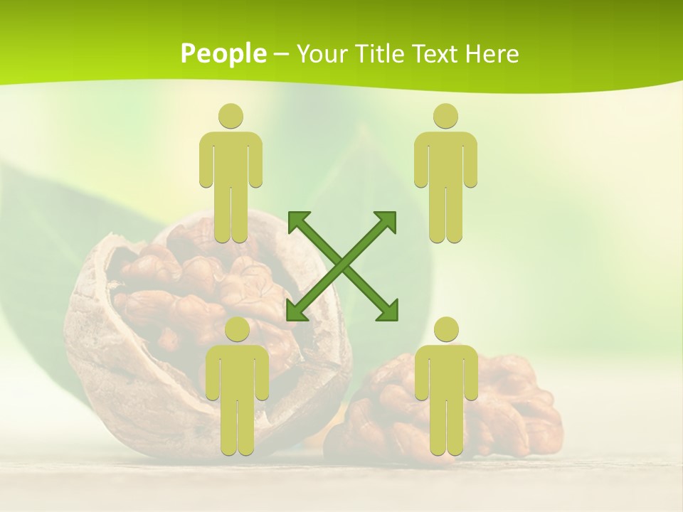 Walnuts And Leaves On A Table With A Green Background PowerPoint Template