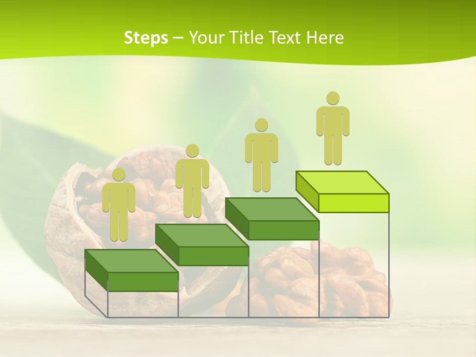 Walnuts And Leaves On A Table With A Green Background PowerPoint Template