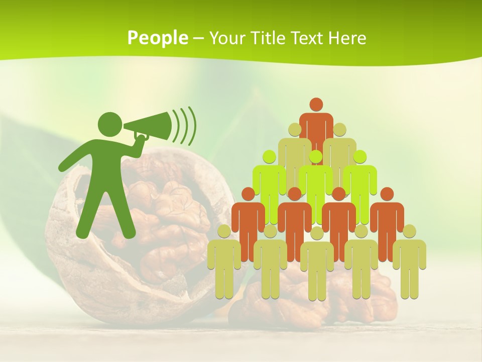 Walnuts And Leaves On A Table With A Green Background PowerPoint Template