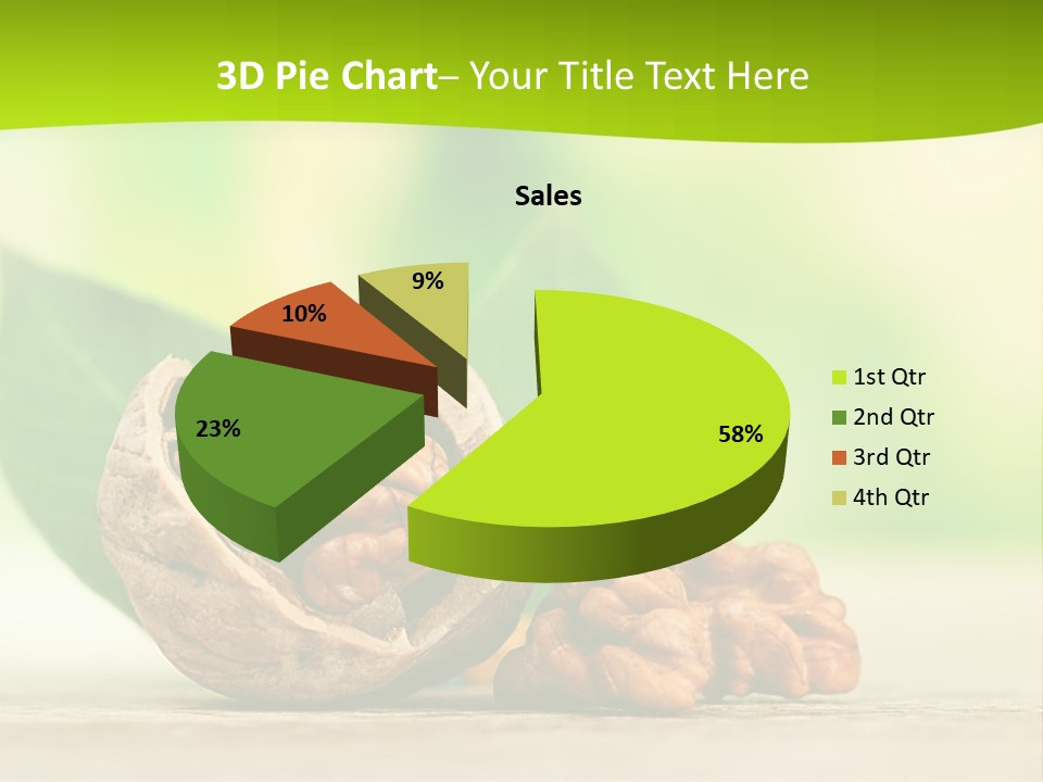Walnuts And Leaves On A Table With A Green Background PowerPoint Template