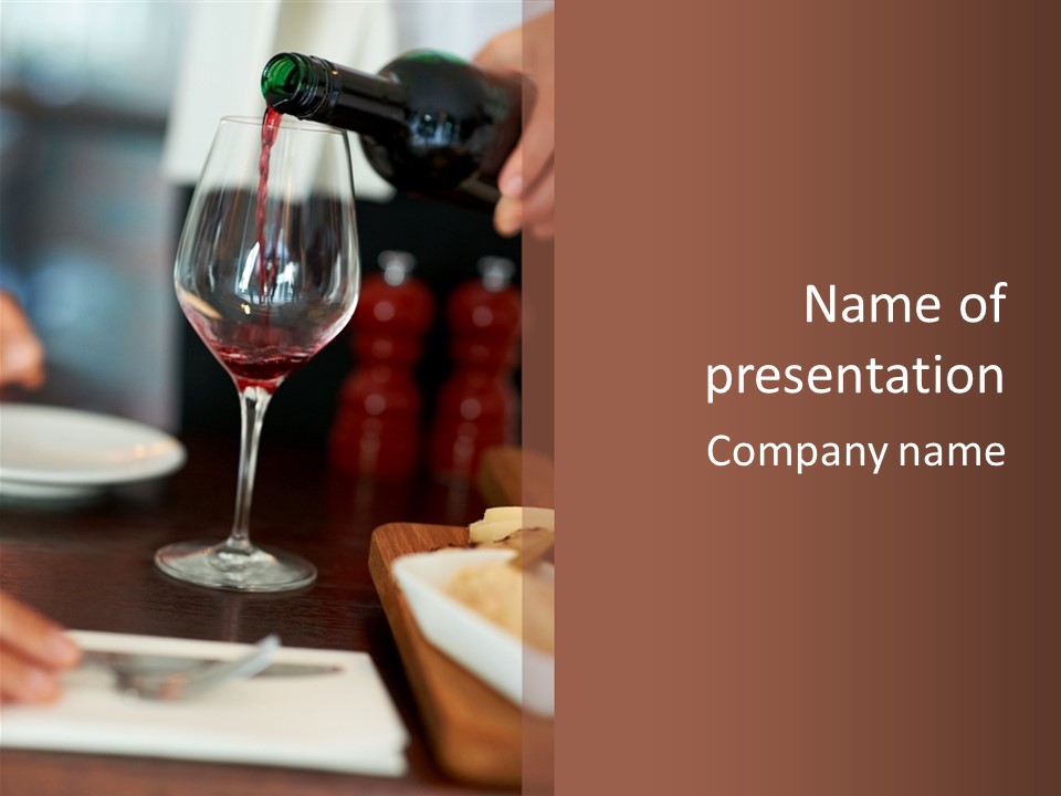 A Person Pouring Wine Into A Wine Glass PowerPoint Template