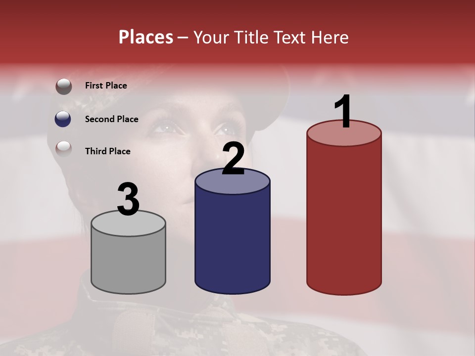 Military Invasion Female Soldier Flag PowerPoint Template