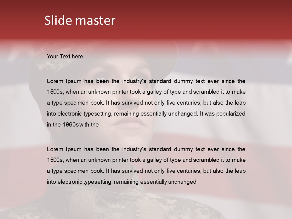 Military Invasion Female Soldier Flag PowerPoint Template