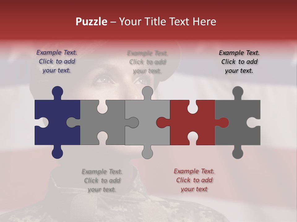 Military Invasion Female Soldier Flag PowerPoint Template