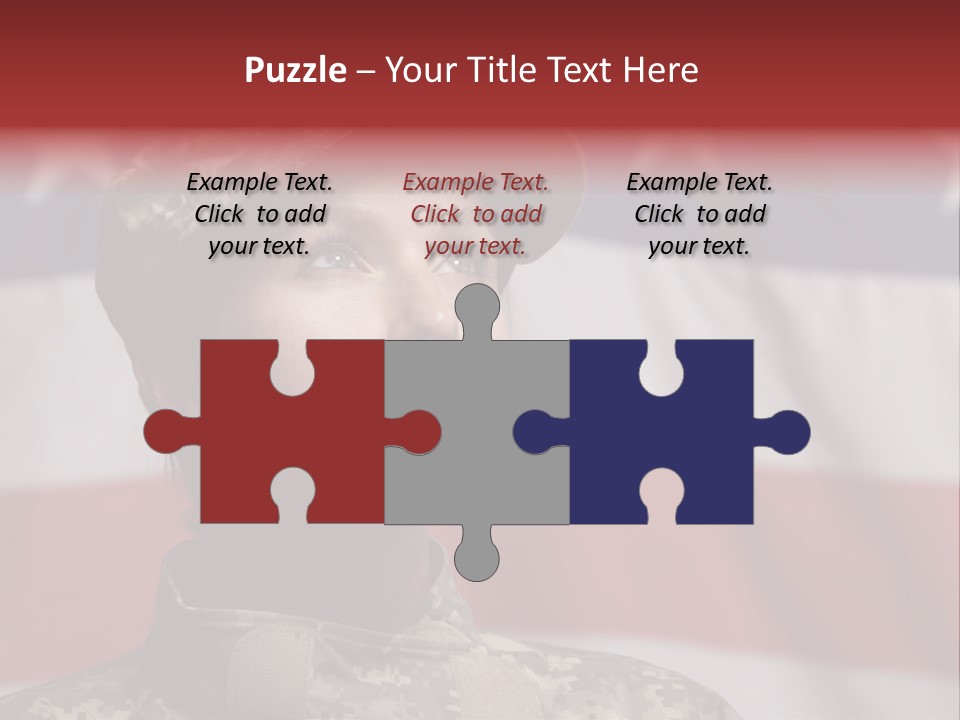 Military Invasion Female Soldier Flag PowerPoint Template