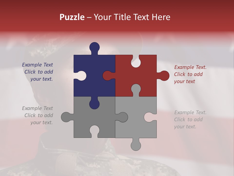 Military Invasion Female Soldier Flag PowerPoint Template