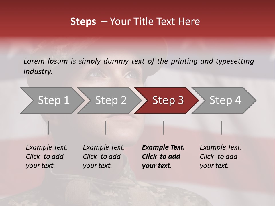 Military Invasion Female Soldier Flag PowerPoint Template