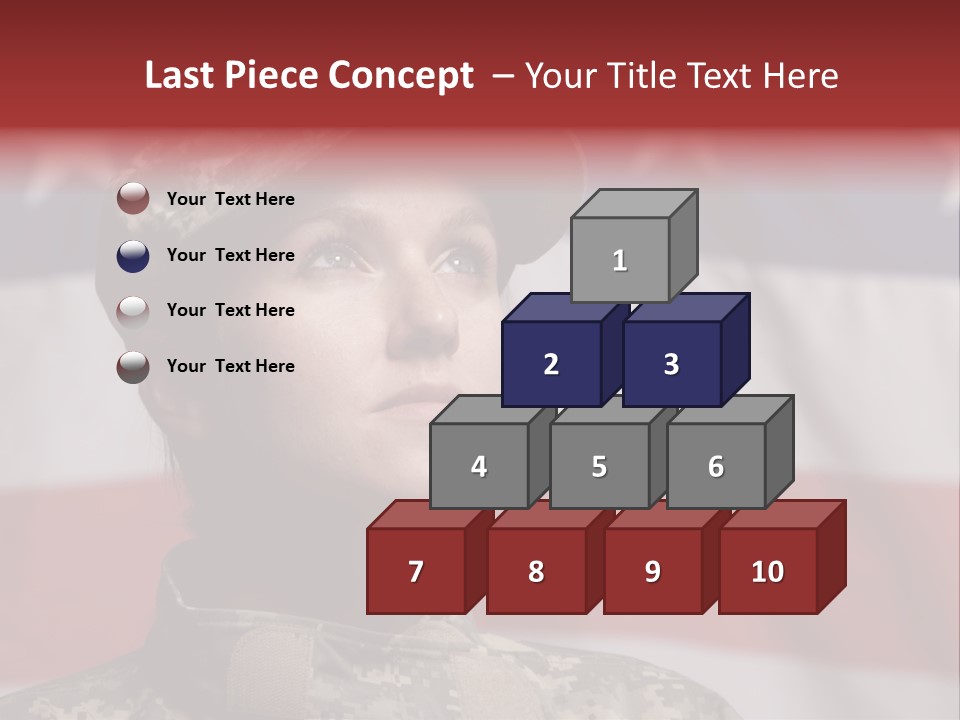 Military Invasion Female Soldier Flag PowerPoint Template