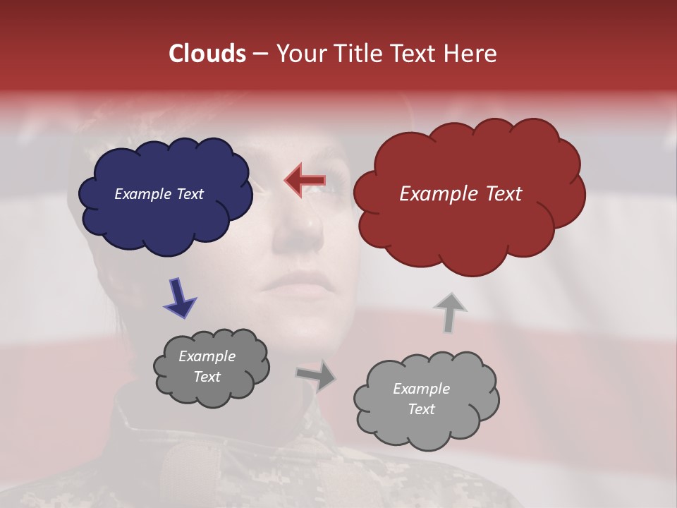 Military Invasion Female Soldier Flag PowerPoint Template