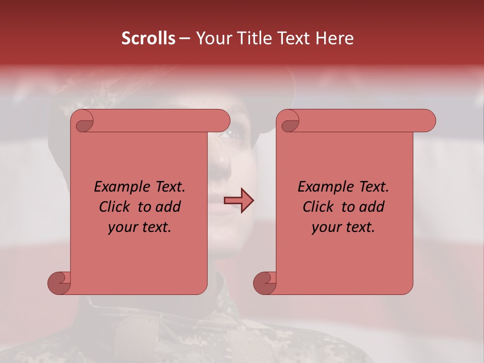 Military Invasion Female Soldier Flag PowerPoint Template