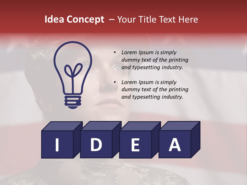 Military Invasion Female Soldier Flag PowerPoint Template