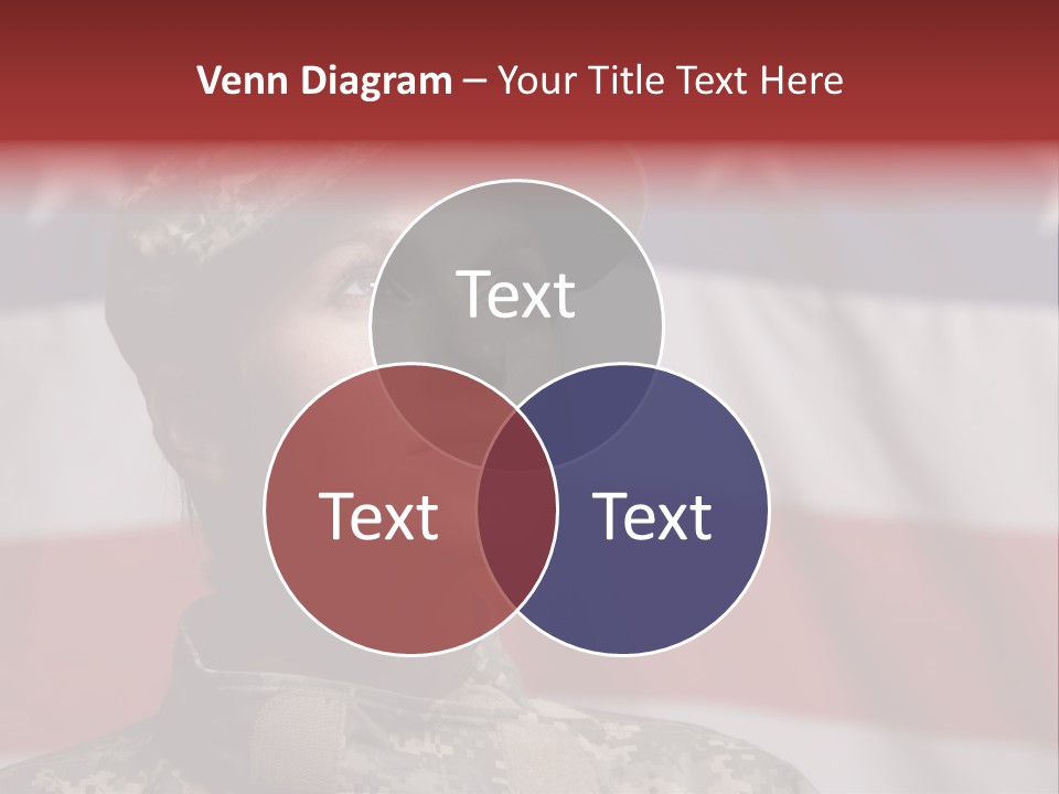 Military Invasion Female Soldier Flag PowerPoint Template