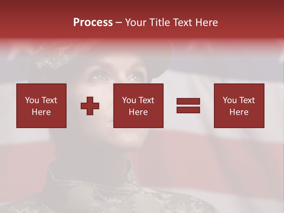 Military Invasion Female Soldier Flag PowerPoint Template