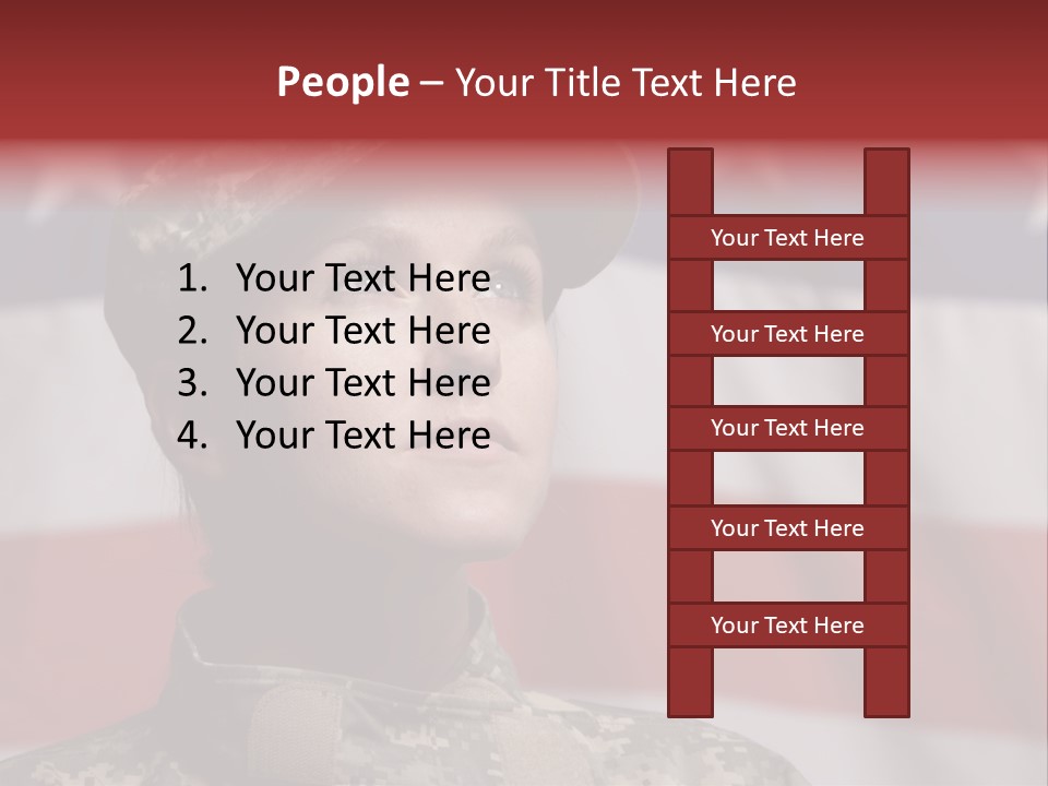 Military Invasion Female Soldier Flag PowerPoint Template