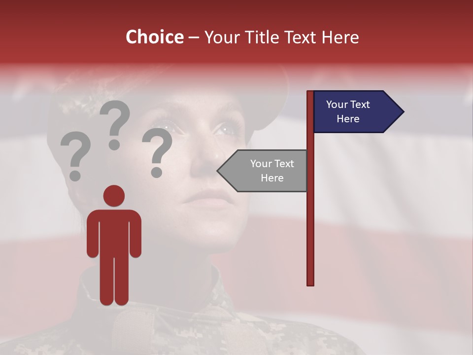 Military Invasion Female Soldier Flag PowerPoint Template