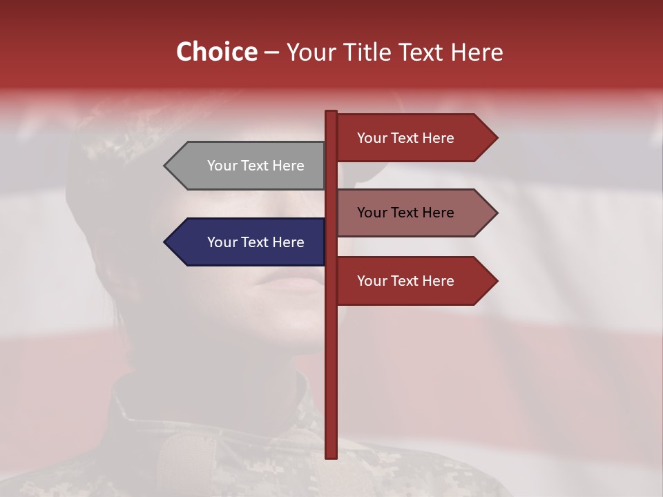 Military Invasion Female Soldier Flag PowerPoint Template