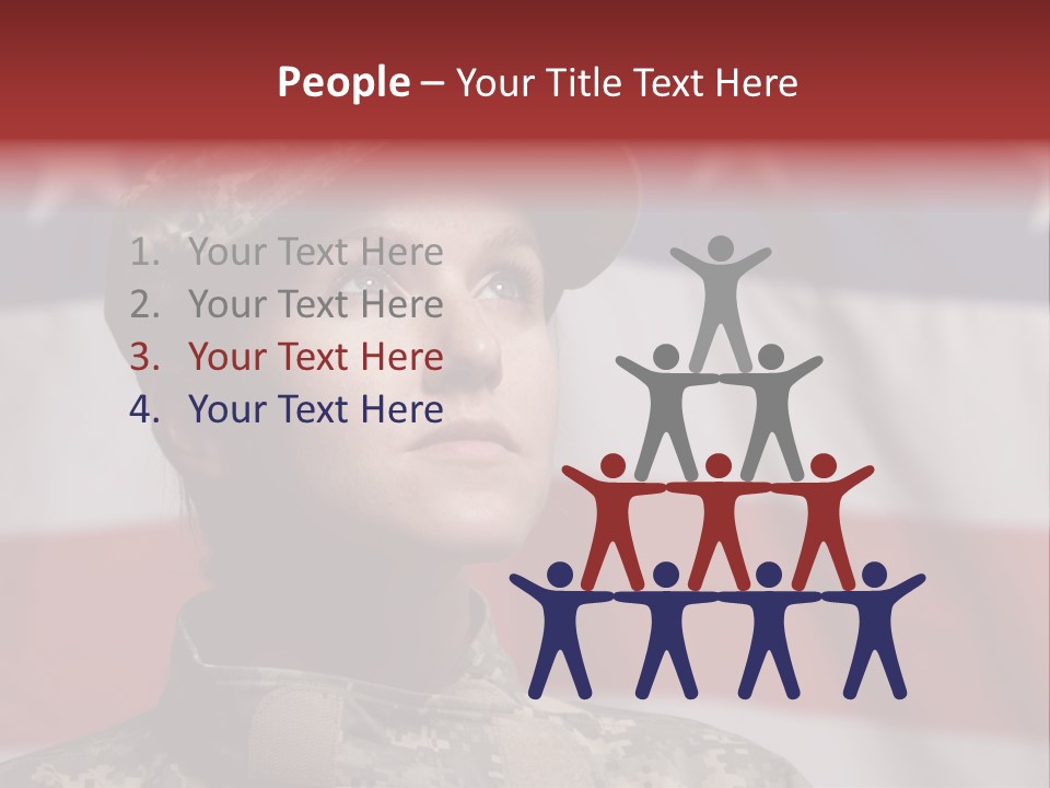 Military Invasion Female Soldier Flag PowerPoint Template