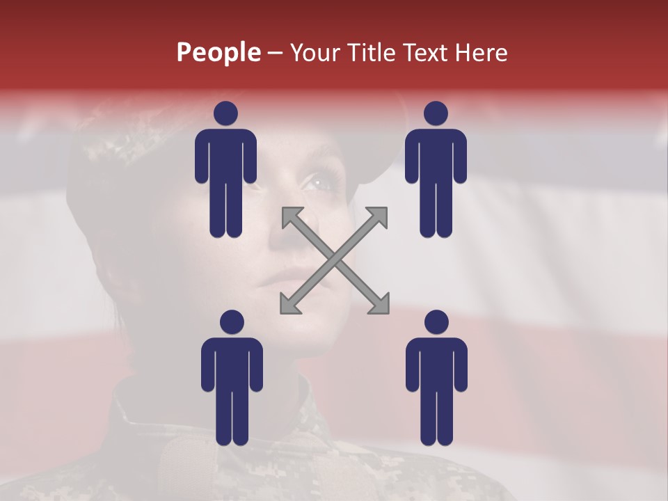 Military Invasion Female Soldier Flag PowerPoint Template