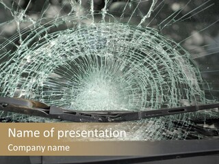 A Broken Windshield Is Shown In This Powerpoint Presentation PowerPoint Template