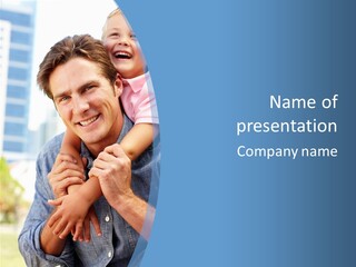 Father Highrise Child PowerPoint Template