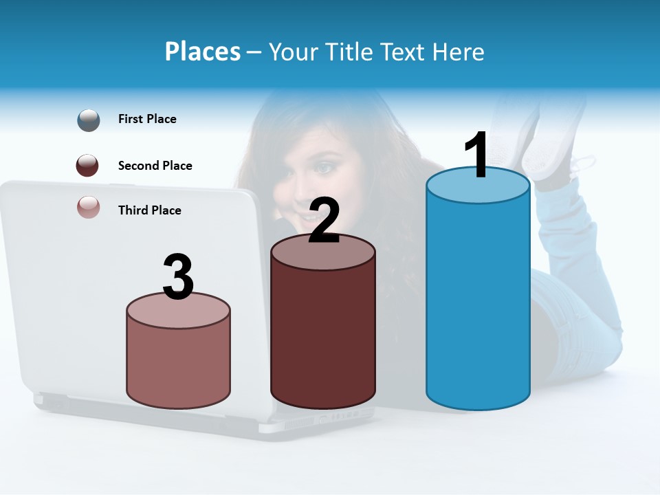 Indoor Blue Eyes Female PowerPoint Template