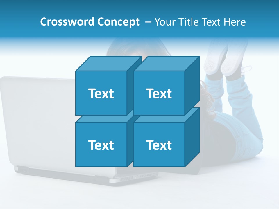 Indoor Blue Eyes Female PowerPoint Template