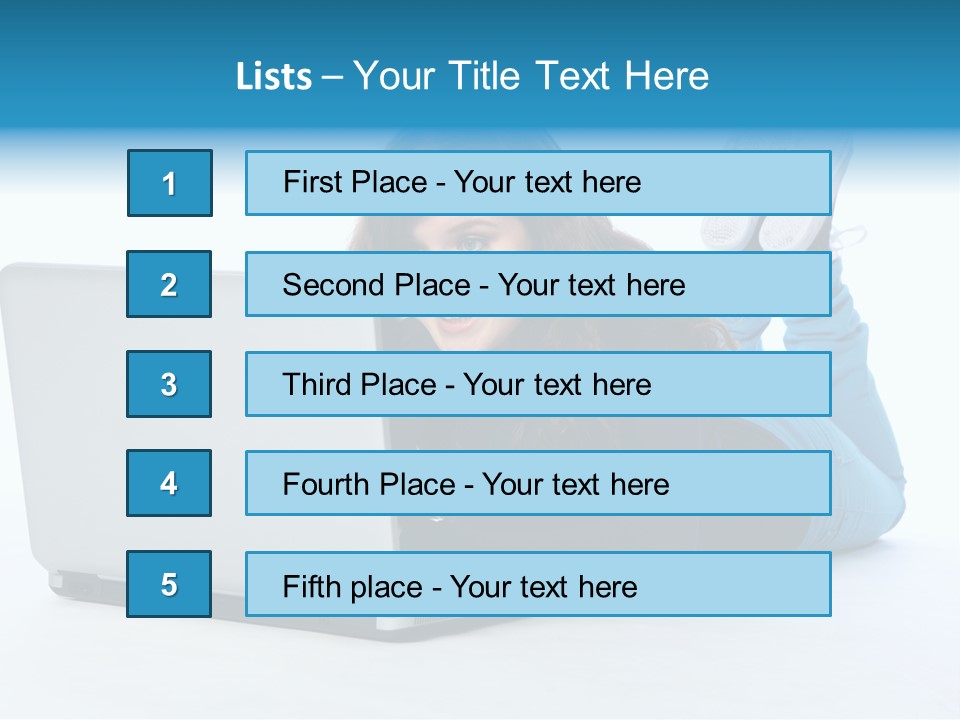 Indoor Blue Eyes Female PowerPoint Template
