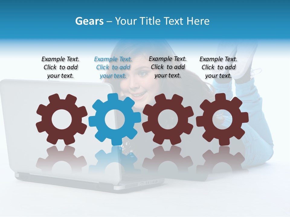 Indoor Blue Eyes Female PowerPoint Template