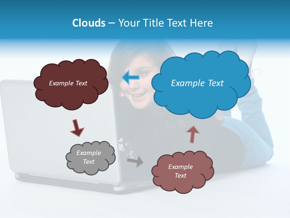 Indoor Blue Eyes Female PowerPoint Template