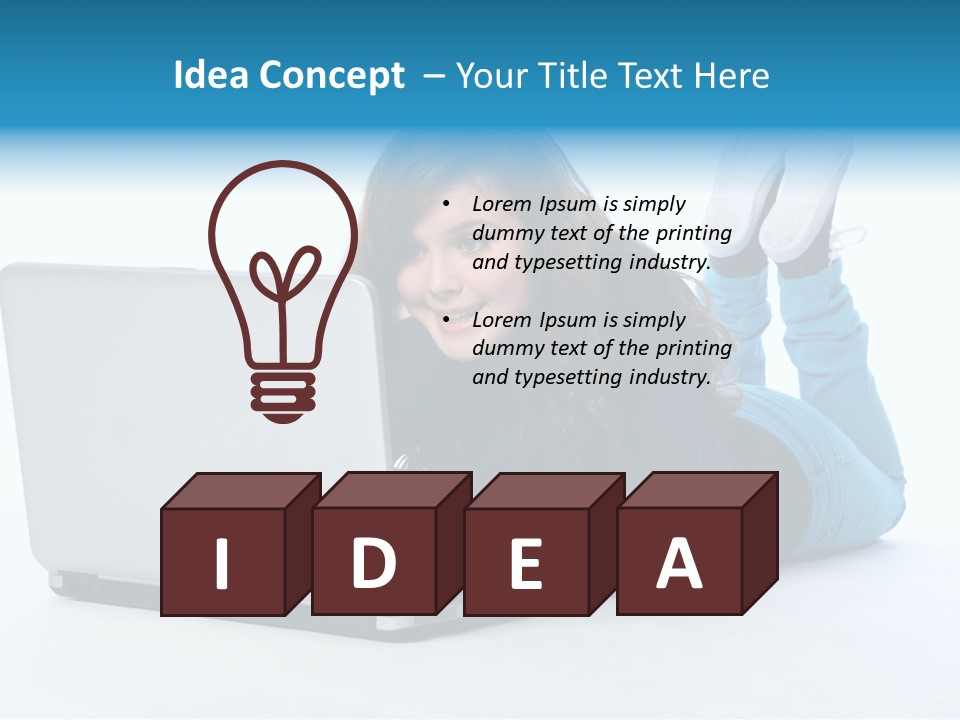 Indoor Blue Eyes Female PowerPoint Template