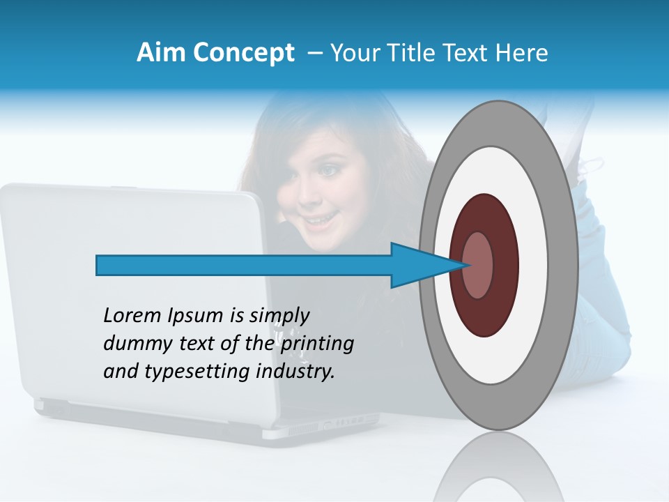 Indoor Blue Eyes Female PowerPoint Template
