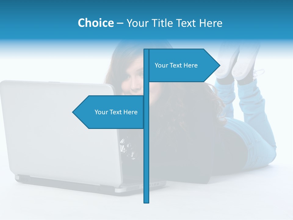 Indoor Blue Eyes Female PowerPoint Template