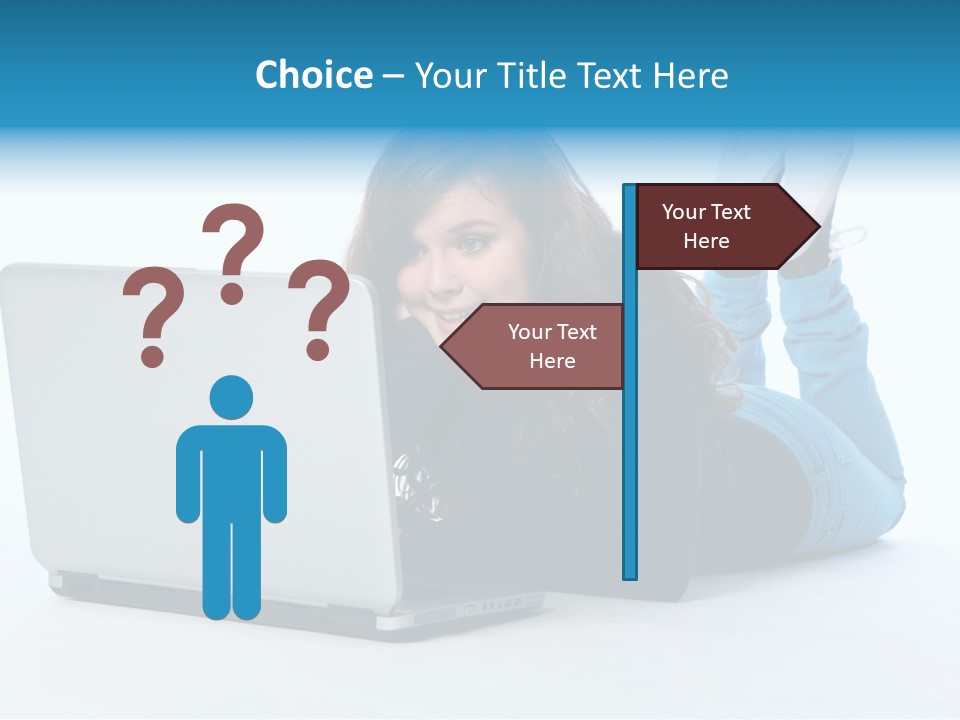 Indoor Blue Eyes Female PowerPoint Template