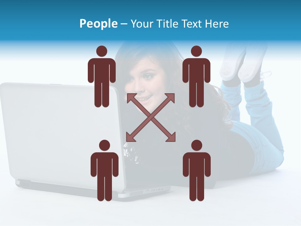 Indoor Blue Eyes Female PowerPoint Template