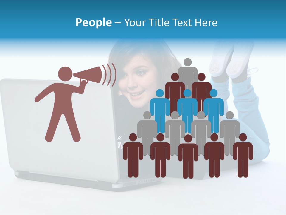 Indoor Blue Eyes Female PowerPoint Template