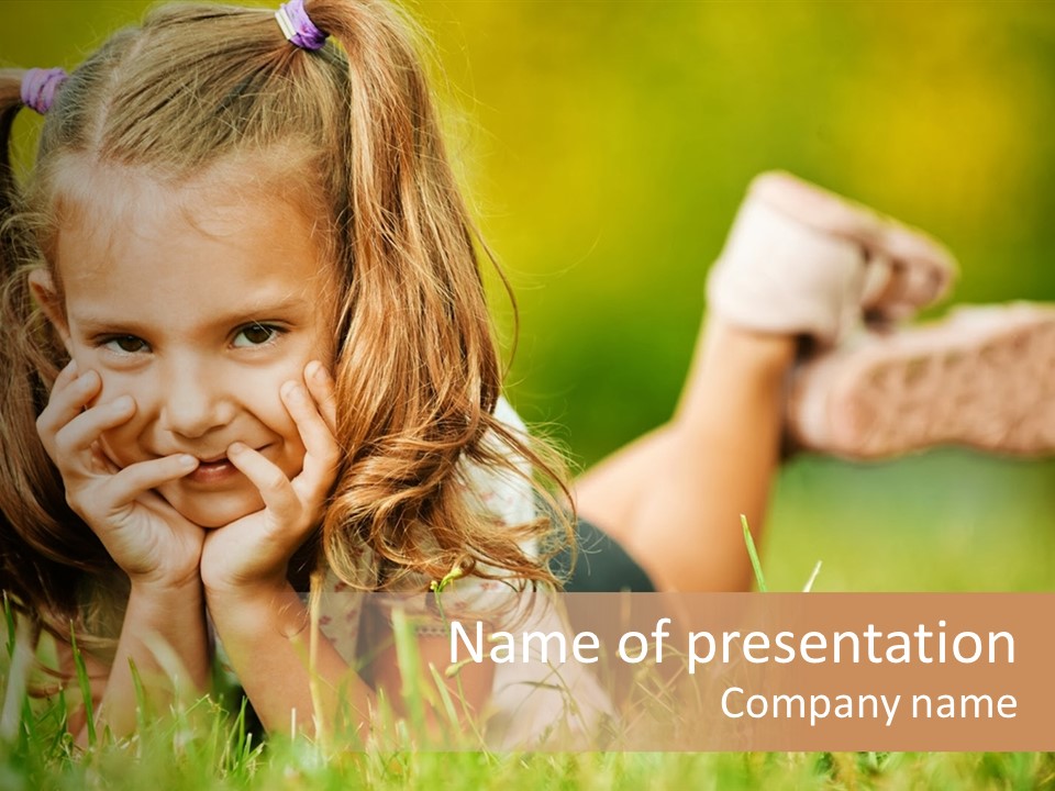 Outside Girl Curly PowerPoint Template