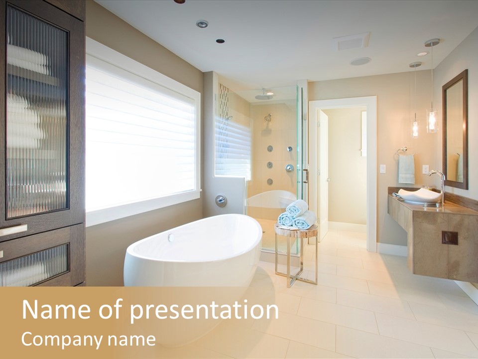 Towel Window Tub PowerPoint Template