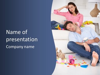 Mom Exhausted Toys PowerPoint Template