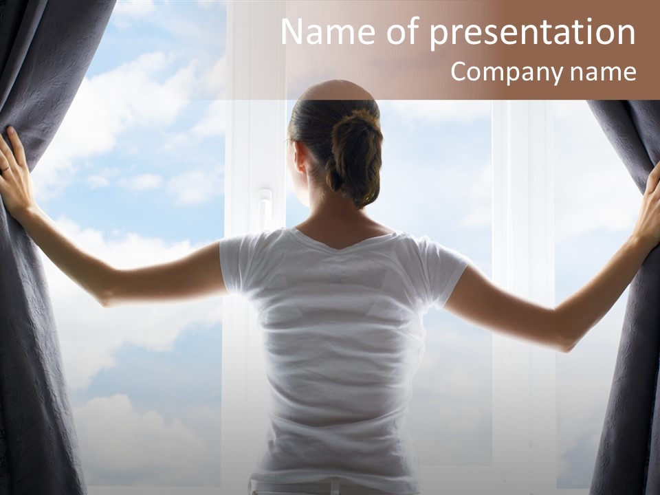 Open Person Curtain PowerPoint Template