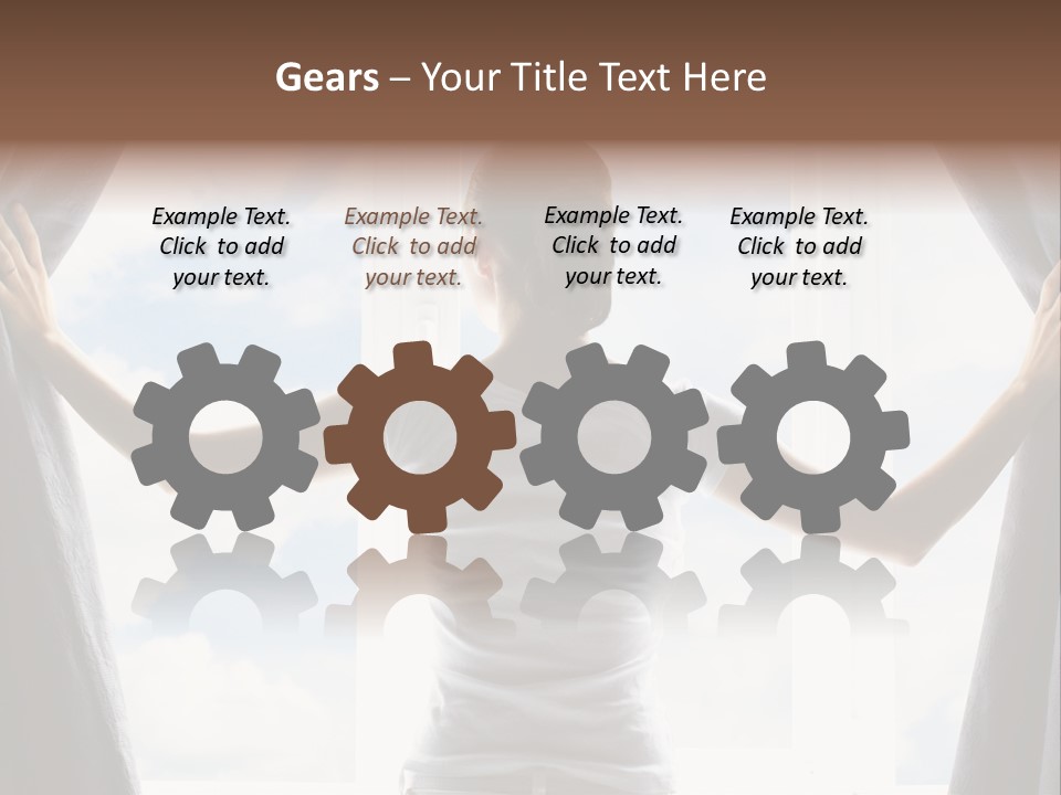 Open Person Curtain PowerPoint Template