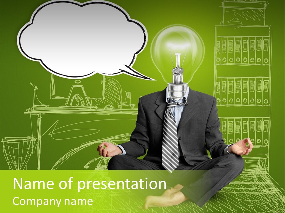 Concept Contemplation Bulb PowerPoint Template