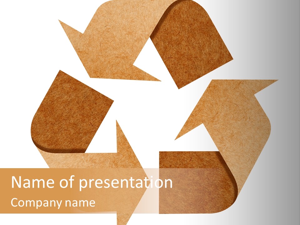 A Brown Recycle Sign With A White Background PowerPoint Template