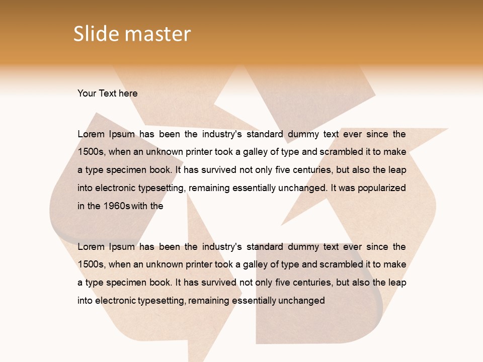 A Brown Recycle Sign With A White Background PowerPoint Template