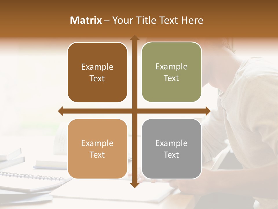 A Man Sitting At A Desk Writing On A Piece Of Paper PowerPoint Template