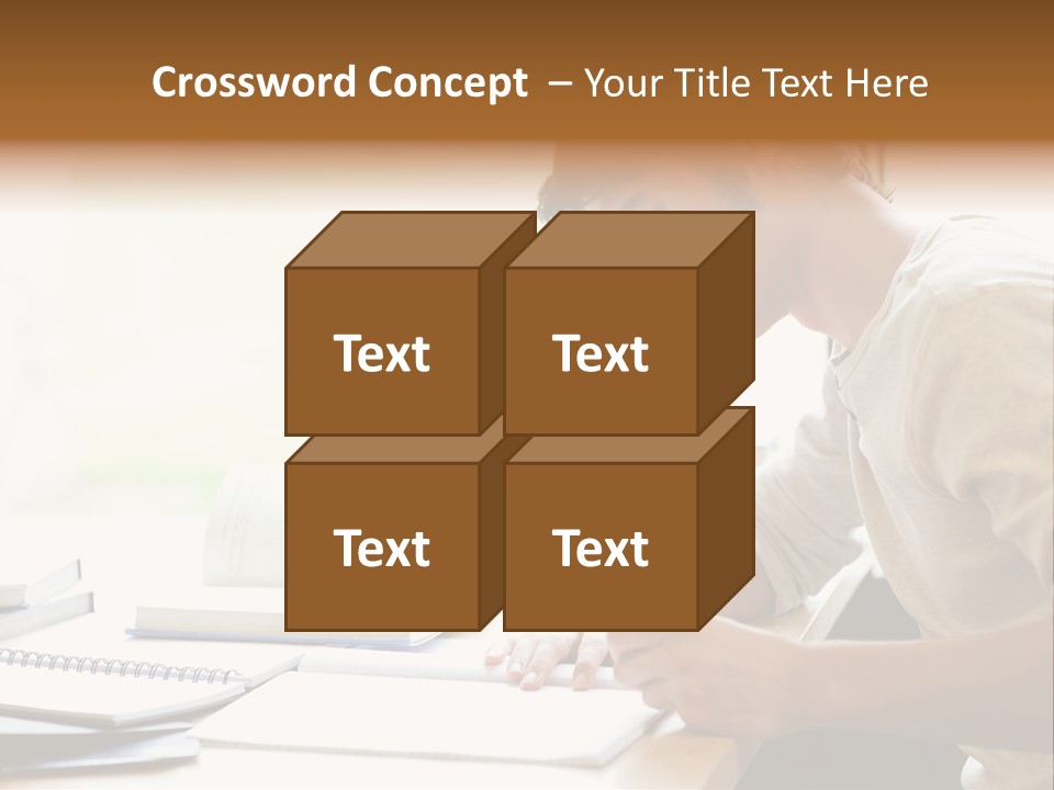 A Man Sitting At A Desk Writing On A Piece Of Paper PowerPoint Template