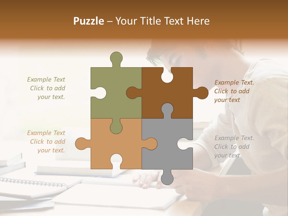 A Man Sitting At A Desk Writing On A Piece Of Paper PowerPoint Template